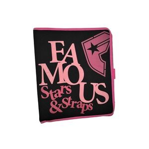 Famous Stars and Straps Pink Black 3 Ring Binder Zip Organizer Y2K Skater Logo
